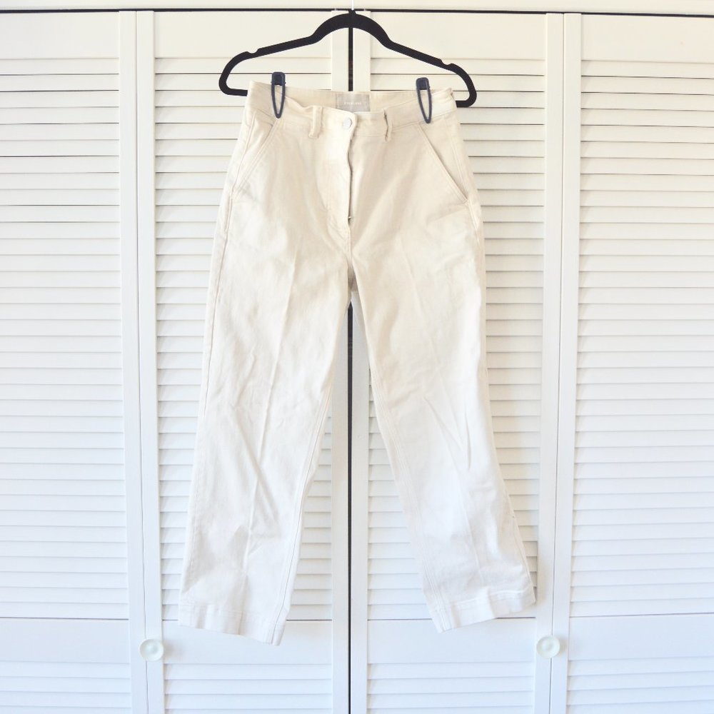 Everlane Size 8  Cropped Straight Cream Colored Jeans | Size 8
